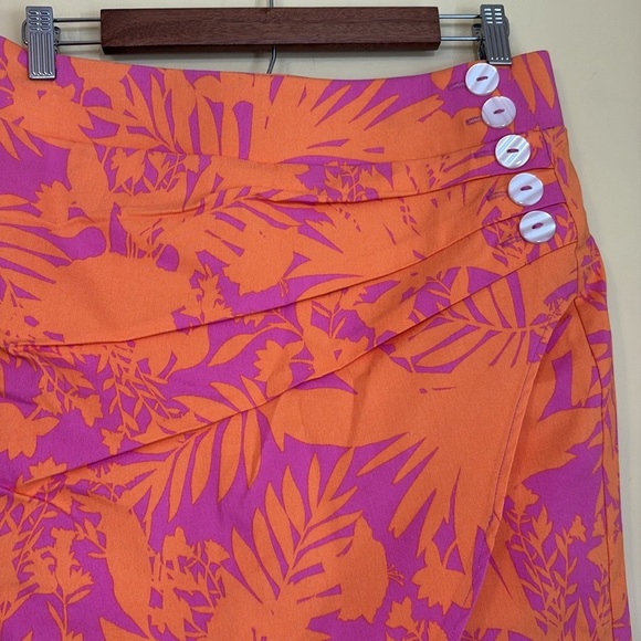 Ella Rafaella | Orange Purple Tropical Tulip Hem Button Pull On Skort Skirt M - Picture 3 of 16